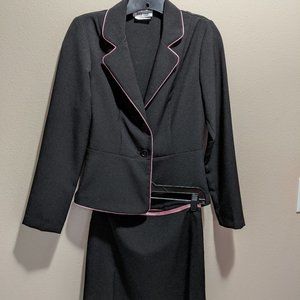 Black w/Pink Accent Suit Jacket/Skirt Set